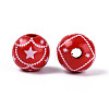 Christmas Spray Painted Schima Wood Beads WOOD-T032-35E-2