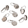 Tarnish Resistant Flat Round Tray Smooth Surface 304 Stainless Steel Leverback Earring Findings STAS-R065-65-4