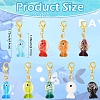 9Pcs Handmade Dichroic Foil Lampwork Pendant Decorations HJEW-YW00254-3