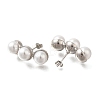 Rack Plating Round Brass & ABS Imitation Pearl Stud Earrings EJEW-I310-15P-2