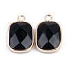 Faceted Natural Black Stone Pendants G-S359-179B-2