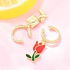 Valentine's Day Brass Clear Cubic Zirconia Cuff Earrings EJEW-Z164-09G-01-3