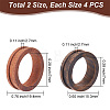 DELORIGIN 8Pcs 2 Style Wood Grooved Finger Ring Settings WOOD-DR0001-01-2