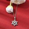 Christmas Snowflake Brass Micro Pave Cubic Zirconia Pendants Necklaces NJEW-L468-01P-A01-2