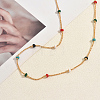 Stainless Steel Enamel Colorful Rondelle Popcorn Chain Long Necklaces for Women OU3594-4