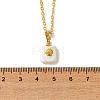 Summer Natural Baroque Keshi Pearl & Alloy Shell Slice Square Pendant Brass Cable Chain Necklaces NJEW-JN06048-4