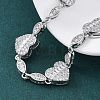 Heart & Horse Eye Brass Micro Pave Clear Cubic Zirconia Link Bracelets for Women BJEW-G740-03P-2