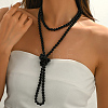 French Style 8MM Round Plastic Imitation Pearl Beaded Long Necklaces for Women EA7399-1-3