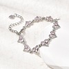 Heart Brass Micro Pave Cubic Zirconia Link Chain Bracelets BJEW-L715-01P-02-2