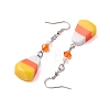 Candy Corn Resin & Glass Dangle Earrings EJEW-JE05862-4