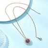 Natural Amethyst Copper Wire Wrapped Flower Pendant 304 Stainless Steel Cable Chain Necklaces for Women NJEW-JN05616-01-1