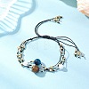 Natural White Jadee & Grade AB Tiger Eye & Tiger Eye & Nylon Thread Adjustable Multi-strand Bracelets BJEW-MZ00238-03-2