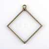 Rack Plating Alloy Rhombus Open Back Bezel Pendants LS-PALLOY-S047-22F-FF-2