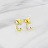 Brass Clear Cubic Zirconia Stud Earrings WGC2A80-03-1