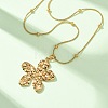 304 Stainless Steel Textured Flower Pendant Necklaces for Women NJEW-C117-01A-G-2