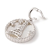 Rhodium Plated 925 Sterling Silver Pave Natural Shell Flat Round Pendants STER-C009-04P-2