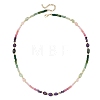 Dyed Natural Malaysia Jade Faceted Rondelle and Mixed Stone Nuggets Beaded Necklaces for Women NJEW-JN06315-2