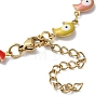 Moon with Evil Eye Enamel Link Chain Bracelet BJEW-G683-01G-01-3