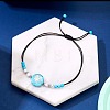 Synthetic Turquoise Braided Bead Bracelets PW-WG87E9F-07-1