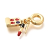 Brass Enamel Lipstick & Eyeshadow European Dangle Charms KK-U048-05G-03-2
