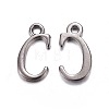 Gunmetal Plated Alloy Letter Pendants LS-PALLOY-J718-01B-C-1