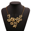 Retro Alloy Crystal Rhinestone Flower Pendant Bib Necklaces for Women FS-WGB73F9-02-1