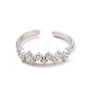 Clear Cubic Zirconia Wave Open Cuff Ring RJEW-B028-09P-2