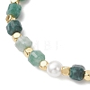 Natural Gemnstone & Brass & Shell Pearl Beaded Stretch Bracelets for Women BJEW-JB13499-4