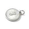 Brass Pave Natural Shell Flat Round with Letter Charms KK-Z115-13P-J-2