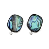 304 Stainless Steel Pave Natural Paua Shell Stud Earring Findings STAS-Z125-07P-2