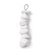 Gradient Color Natural Quartz Crystal & Natural Howlite & White Moonstone Chip Beaded Pendants PALLOY-JF02791-01-3