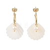 304 Stainless Steel & Natural Freshwater Shell Stud Dangle Earrings EJEW-JE07496-4