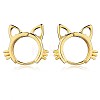 Women Cat Brass Leverback Earrings JE965B-1