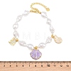 Ocean Brass Micro Pave Clear Cubic Zirconia and Enamel Plum Shell Shape Charm Bracelets for Women KK-CBA68DA-06G-5