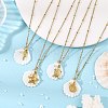 Summer Beach Natural Carved White Shell & 304 Stainless Steel Sea Animals Pendant Satellite Chain Necklaces NJEW-JN06505-1