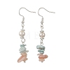 Natural Morganite & Larimar Chips Beads & Natural Spiral Shell Necklaces & Dangle Earring & Bracelets Sets SJEW-JS01387-6