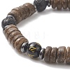 Gemstone & Om Mani Padme Hum Coconut Beaded Stretch Bracelet for Women BJEW-JB09152-3