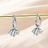 Brass Clear Cubic Zirconia Hoop Earrings EJEW-Q014-26P-4