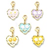 Heart with Flower Alloy Enamel Pendant Decorations HJEW-JM02208-1