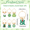 6Pcs 6 Styles Saint Patrick's Day Alloy Enamel Glass Wine Glass Charms AJEW-SC00079-2