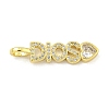 Word DIOS Rack Plating Brass Micro Pave Clear Cubic Zirconia Pendants KK-Z053-11G-02-1