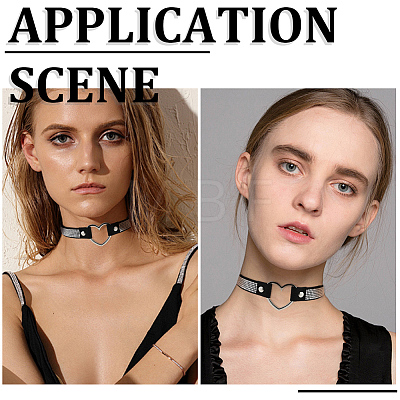 Punk-style Black Imitation Leather Crystal Rhinestone Chocker Necklaces NJEW-CL0001-30-1