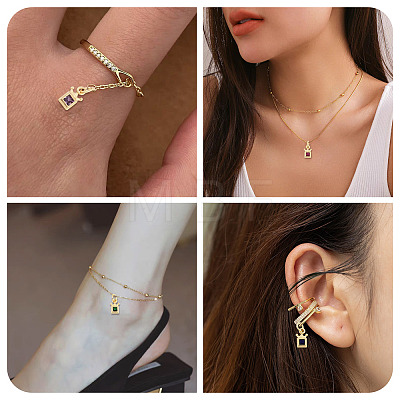 20Pcs 4 Colors Brass Cubic Zirconia Charms KK-TA0009-13B-1