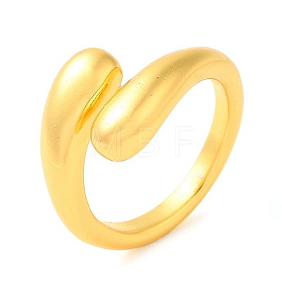 Zinc Alloy Teardrop Open Cuff Rings for Women RJEW-Q774-03G-1