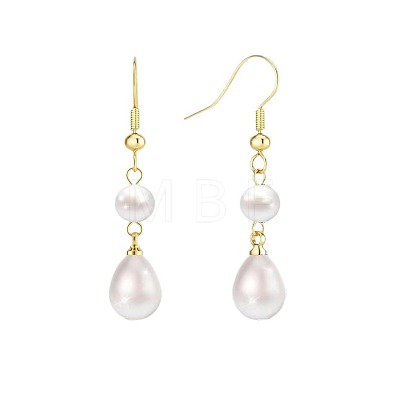 Teardrop Alloy Imitation Plastic Pearl Dangle Earrings FS-WG3074F-01-1
