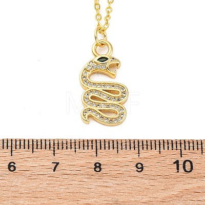 Brass Micro Pave Clear Cubic Zirconia Snake Pendant Necklaces NJEW-S438-02I-G-1