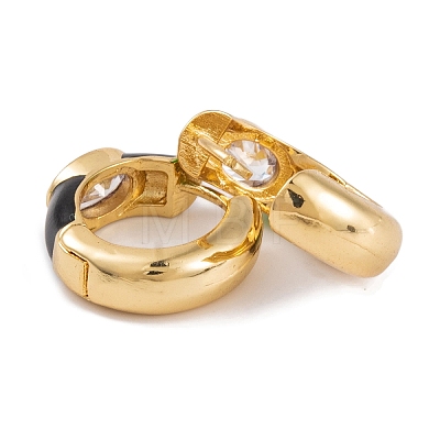 Rack Plating Brass Cubic Zirconia Enamel Earrings EJEW-S219-14G-02-1