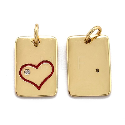 Brass Enamel Cubic Zirconia Pendants ZIRC-O044-11A-G-1