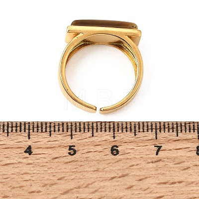 Brass with Natural Tiger Eye Cuff Open Rings for Women GG-CBA0B5A-04G-03-1