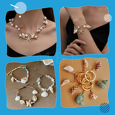 96Pcs 8 Styles Shell Pendants PALLOY-WR00034-1